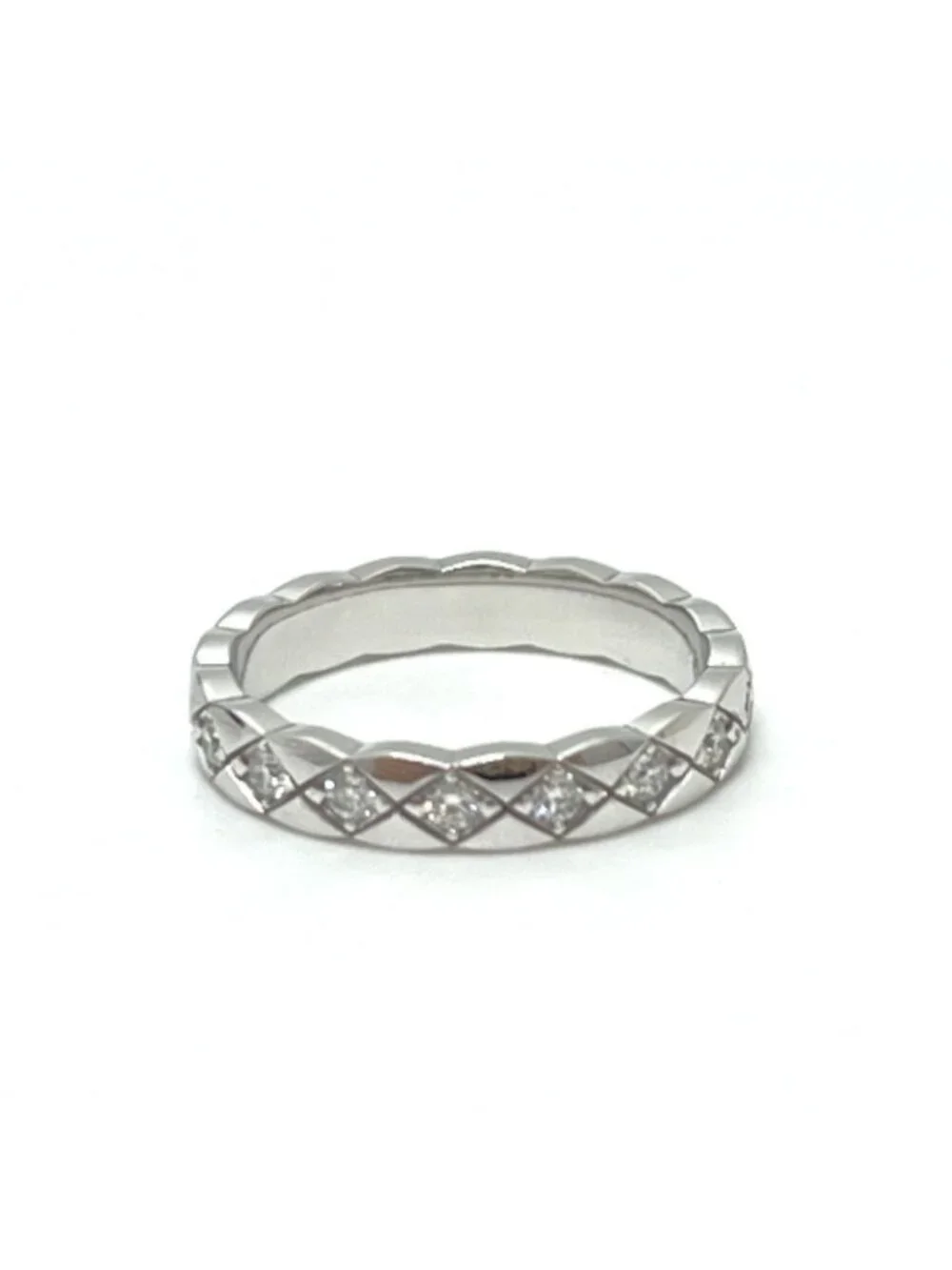 Chanel Ring Coco Crush Full Diamond 18K White Gold Silver